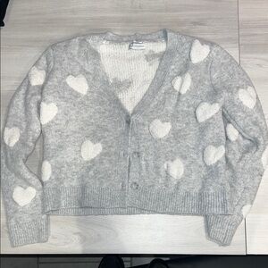 Gray Heart Patterned Women's Sweater